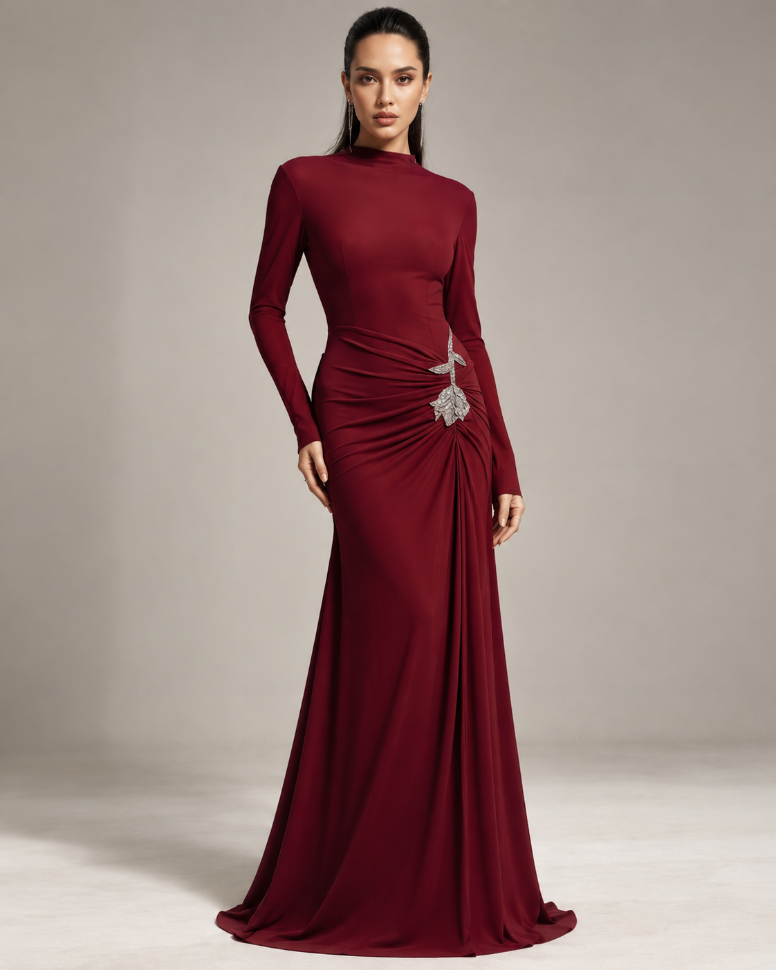 Angie Red Rhinestone Floral Maxi Dress