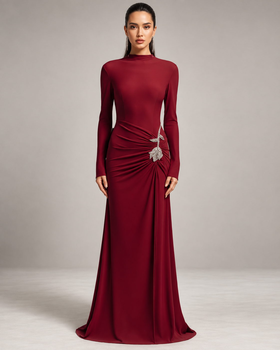 Angie Red Rhinestone Floral Maxi Dress